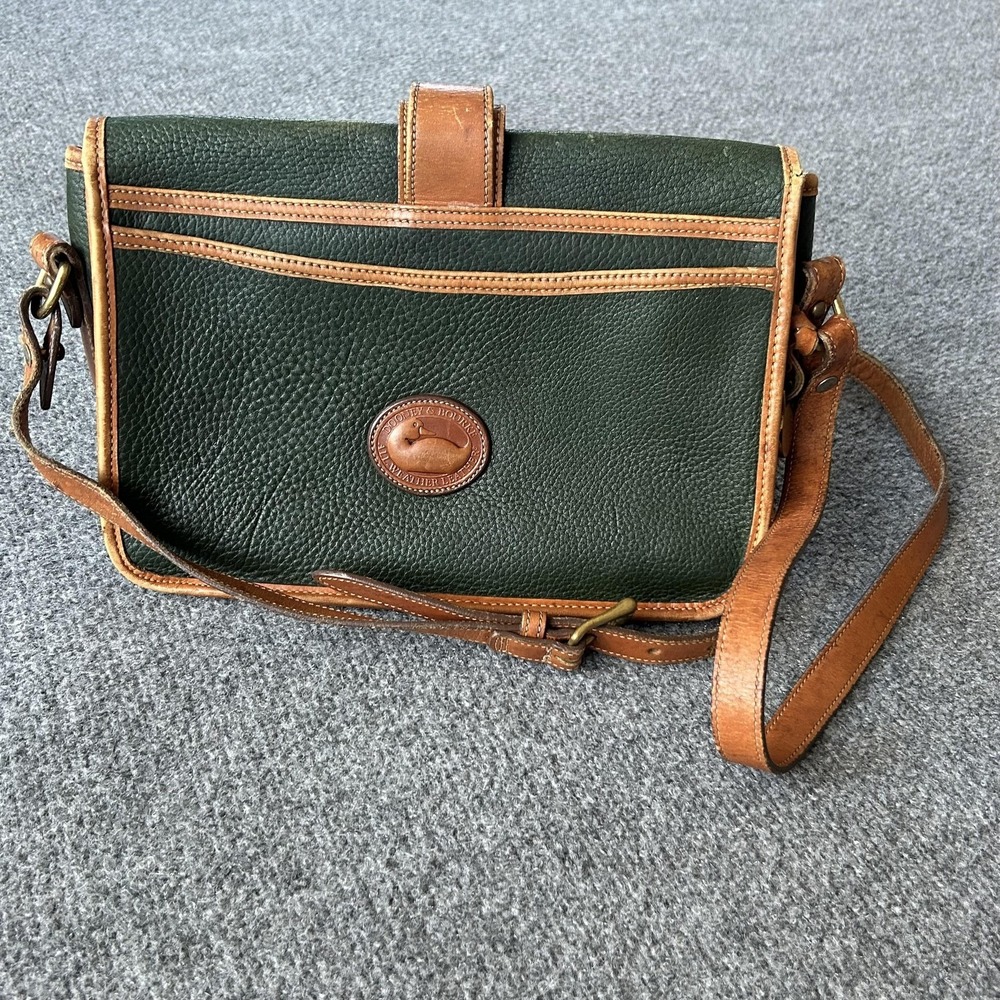 Vintage Dooney Bourke AWL Crossbody‎ USA Hunter Green British Tan